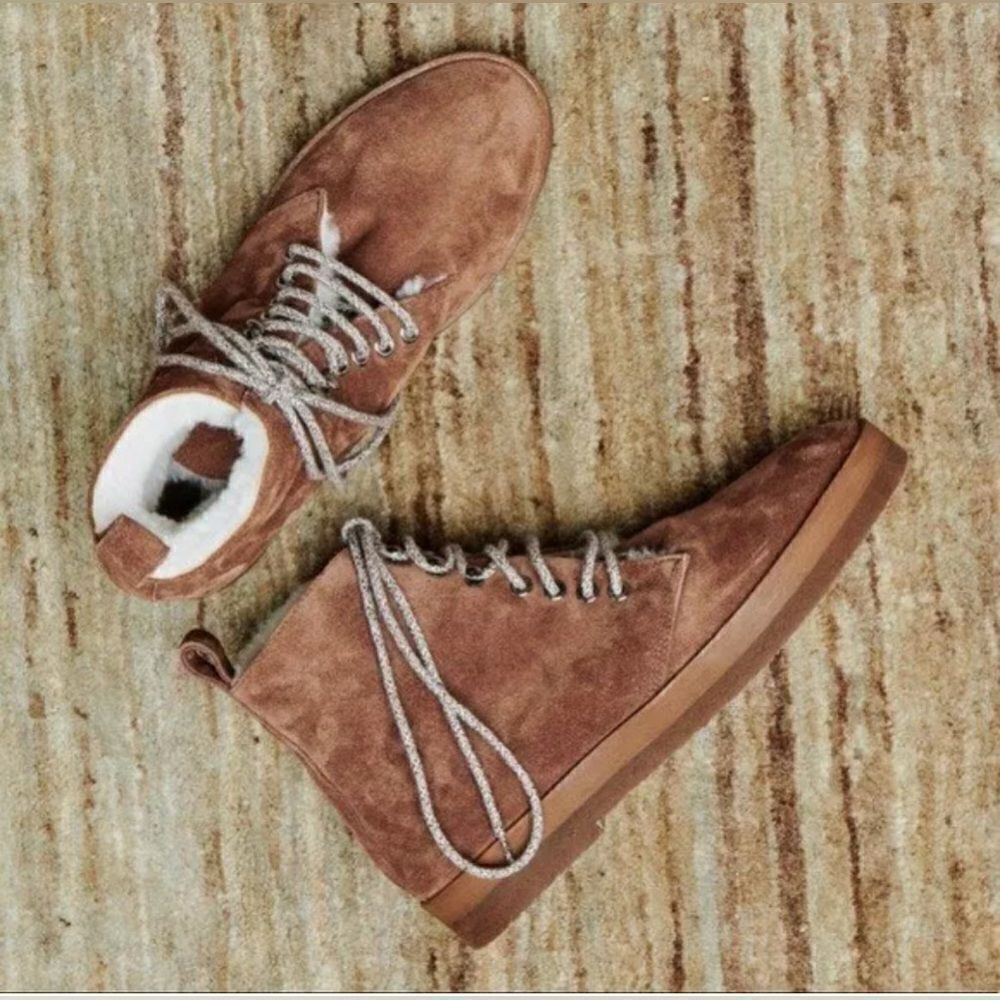Jenni Kayne Shearling Lined Canyon Boots Suede Brown Size 36 6